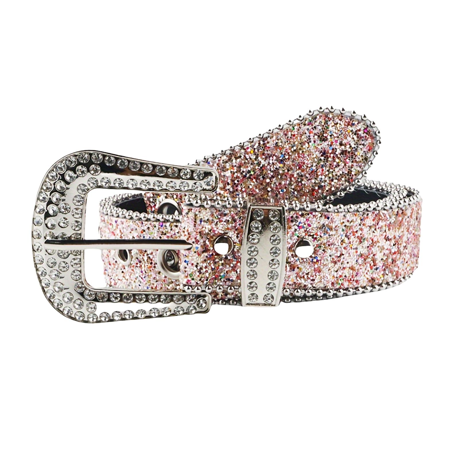 

Взрослый пояс с пайетками Пояс для любителей уличной культуры Модный пояс с пряжкой со стразами для поклонников рока L розовый