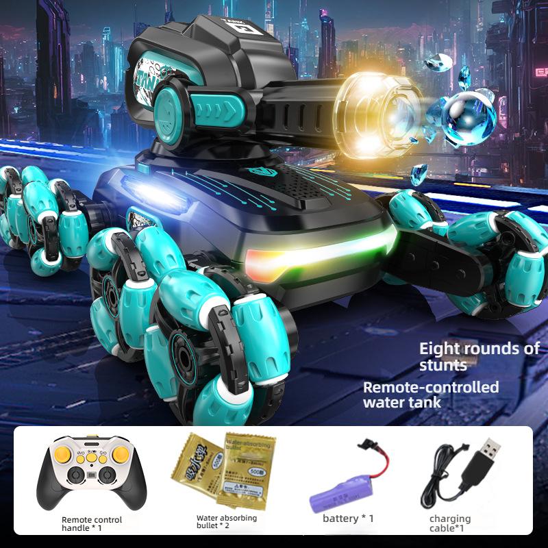 Eight-Wheel Stunt Remote Control Tank Car, Can Launch Water Bombs, Climbing Off-Road Gesture Sensing Toy Car