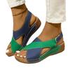 Spring and summer new flat-bottomed wedge heel fish mouth sandals women's color matching large-size muffin thick-soled hollow beach sandals