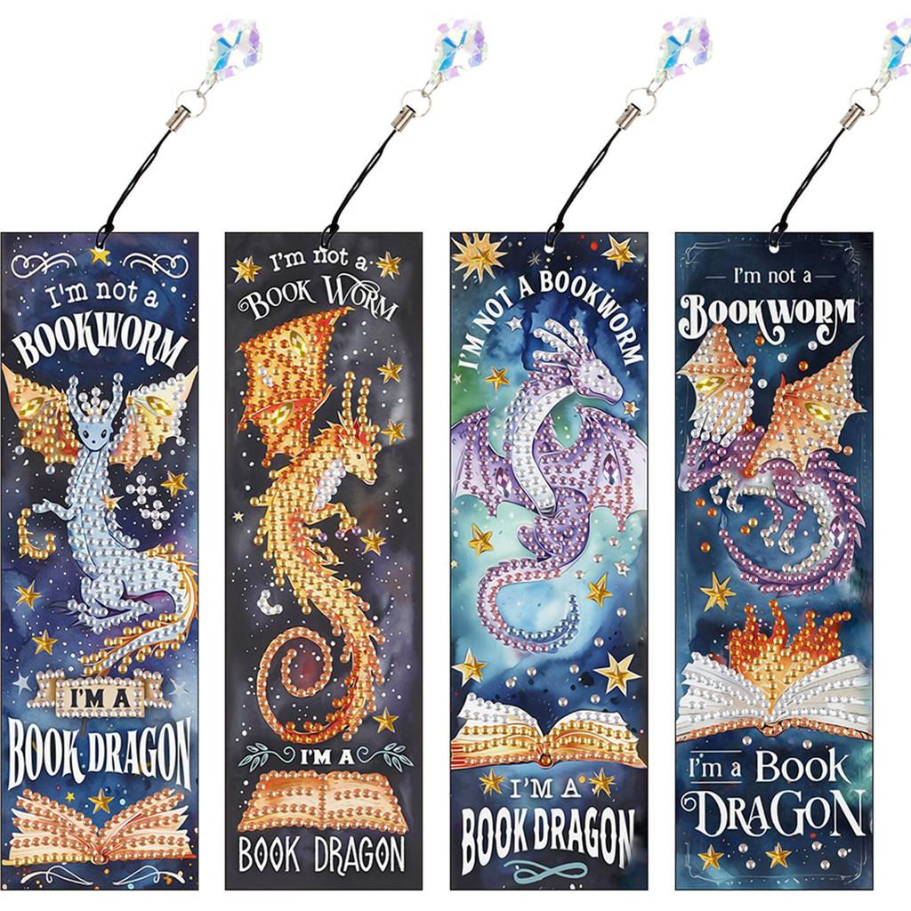 4Pcs DIY with Butterfly Pendants Diamond Painting Art Bookmarks Gift for Book Lovers Mosaic Art Supplies