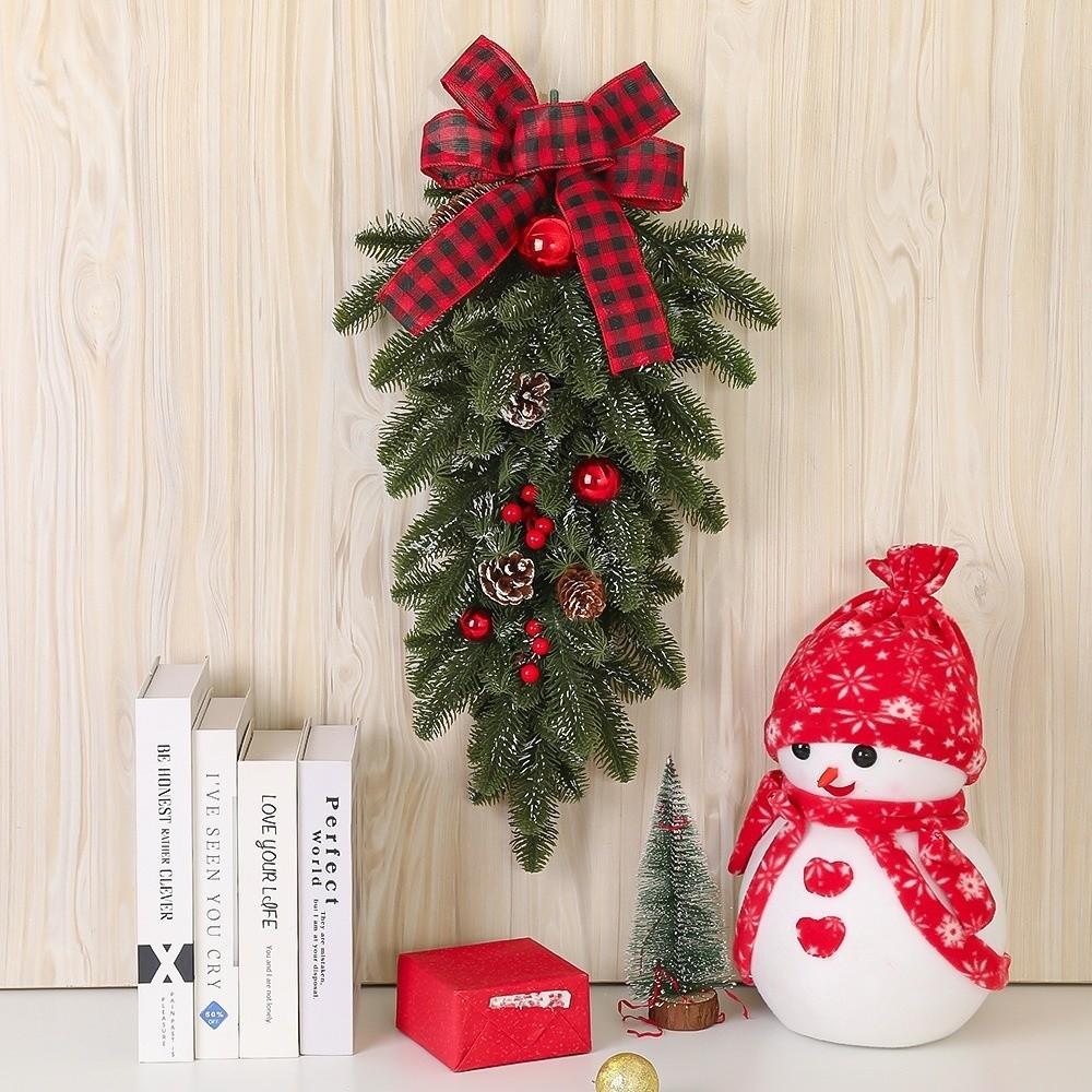 Christmas Upside Down Wreath 60cm Decorative Wreath New Xmas Wreath  Holiday Party