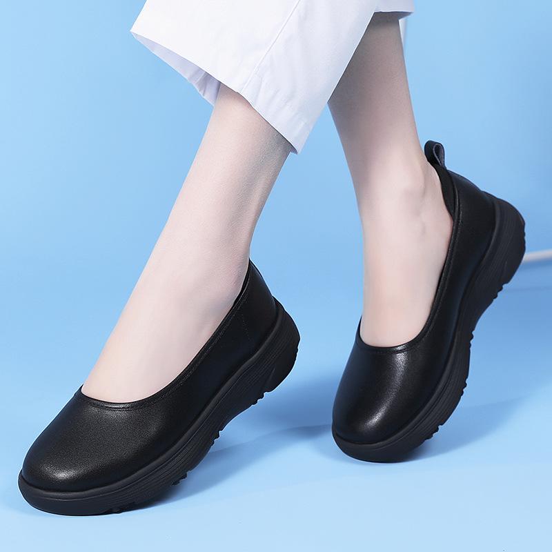 Zapatos de Plataforma para Enfermera para Mujer Cómodos Transpirables Antideslizantes Zapatillas Trabajo Enfermería Cuero Zapatos Casuales Ligeros Mocasines para Caminar para Mujer