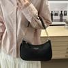 Large Capacity Underarm Bag Solid Color Women Handbag Portable PU Leather Shoulder Bag Shopping