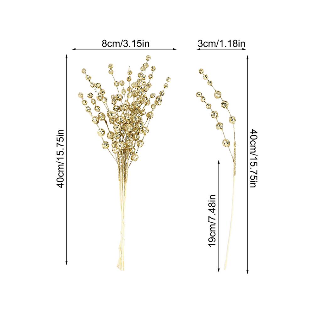 

Стебли рождественской елки Искусственный стебель с блестящими ягодами 15,75 дюйма Поддельные стебли с блестящими ягодами Украшения Домашний декор для рождественской елки золотой