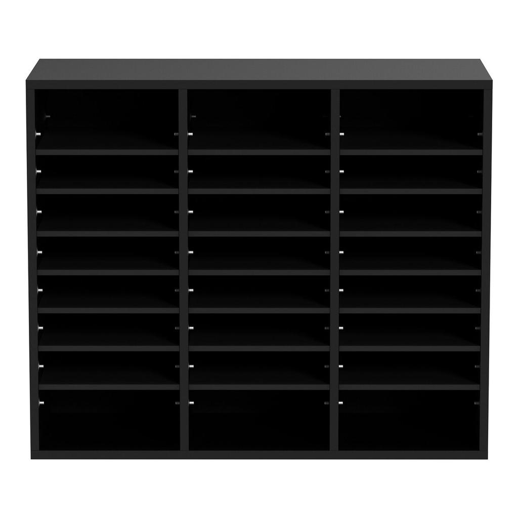 Wood Literature Organizer, 24 Compartments, File Sorter with Removable Shelves, Mailboxes Slot for Office Home Classroom Mailrooms Organization, EPA