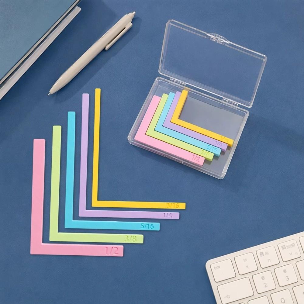 Size Tabs Paper Craft Alignment Guide With Storage Case L-Shaped Ruler Tool For Scrapbooking