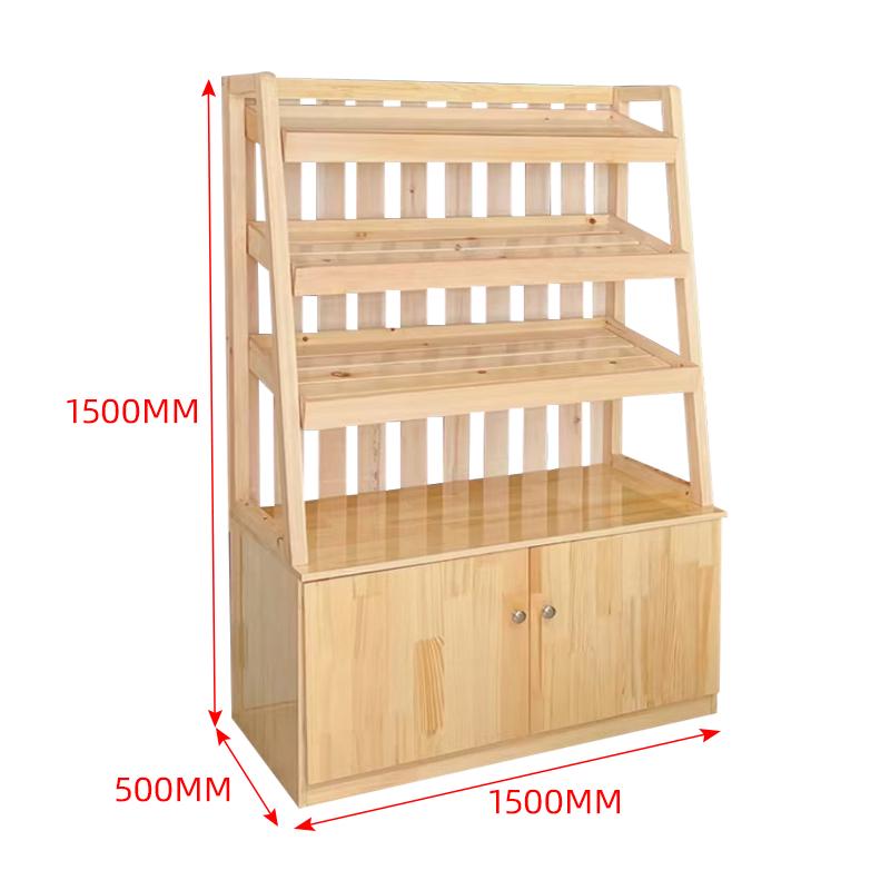 Wooden Bread & Pastry Display Rack for Stores