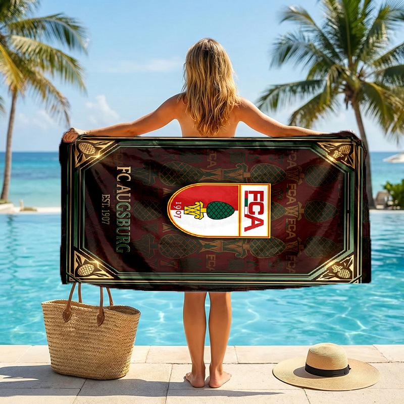 FC Augsburg FC Aufdruck Schnelltrocknendes Strandtuch Mikrofaser Saugfähig Tragbar Reise Schwimmtuch
