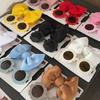 New Children Solid Color Cotton Bowknot Wide Hairband Round Sunglasses Set Baby Girls Sunglasses Kids Hair Accessories
