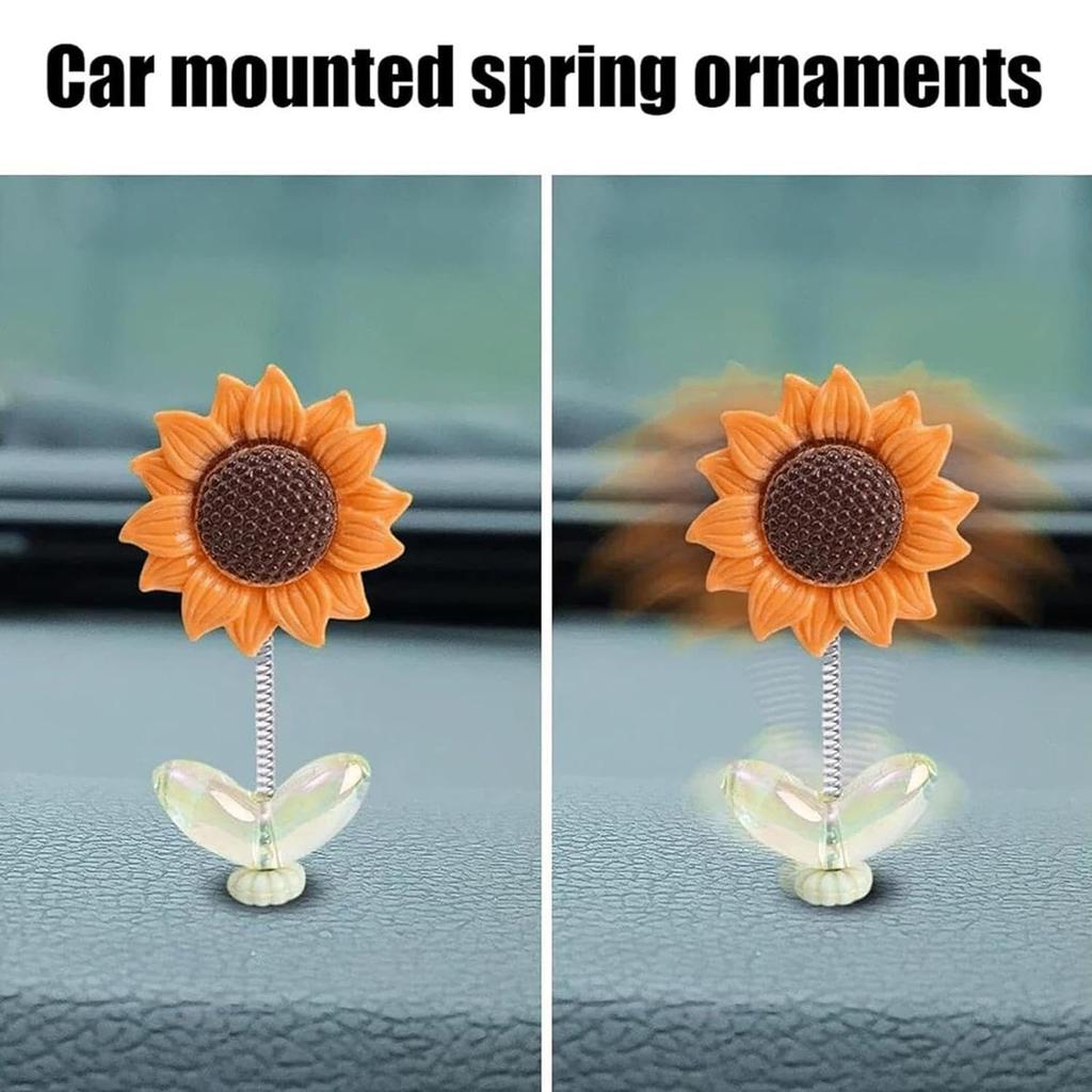 Sunflower Car Decoration, Dancing Sunflower - Cute Sunflower Decoration Bobblehead 5 Pcs Cute Sunflower