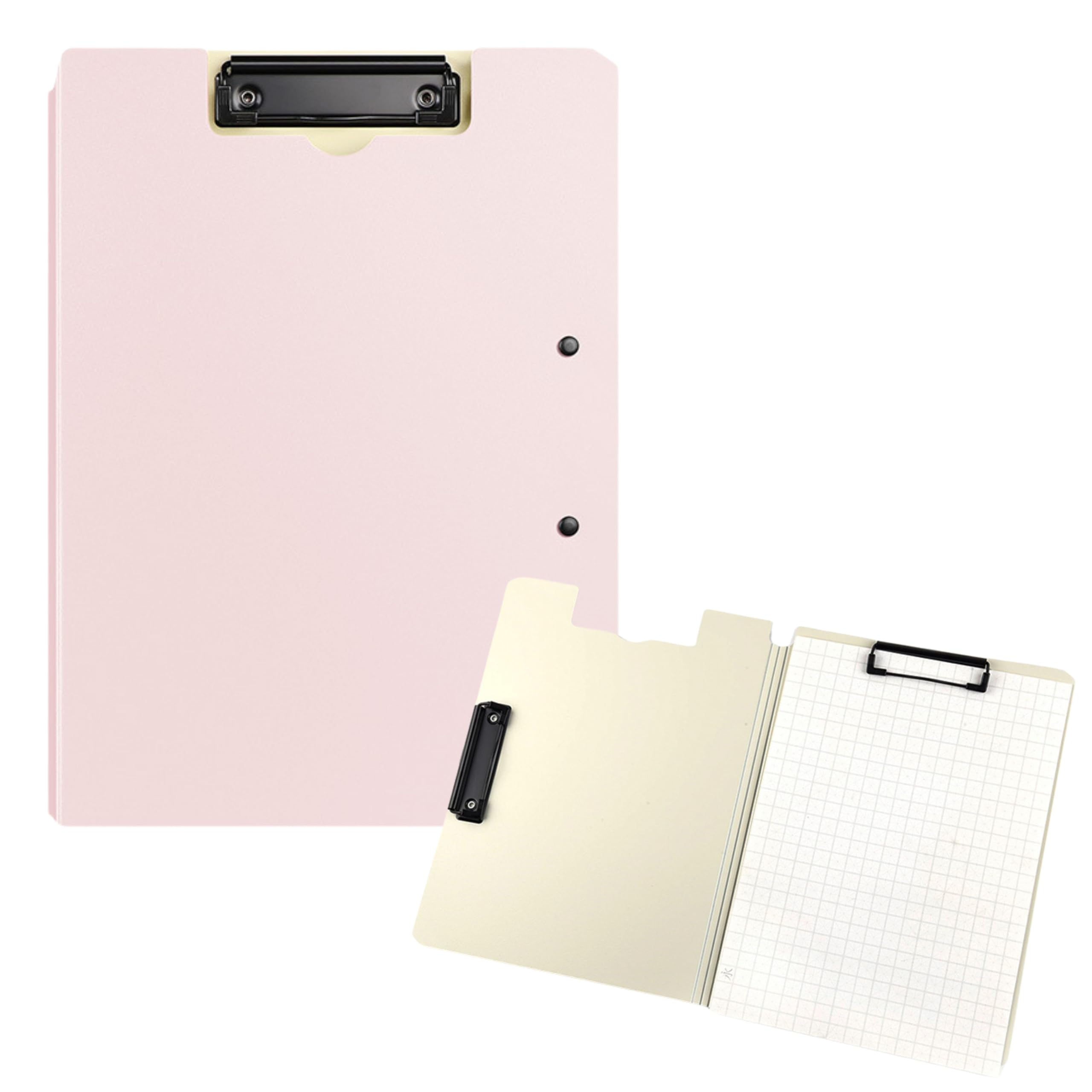 

East Leaf Binder Clipboard, A4 Bi-Fold File Board, Vertical and Horizontal Binding, with Double Clips [22.7 x 31cm] (Pink)