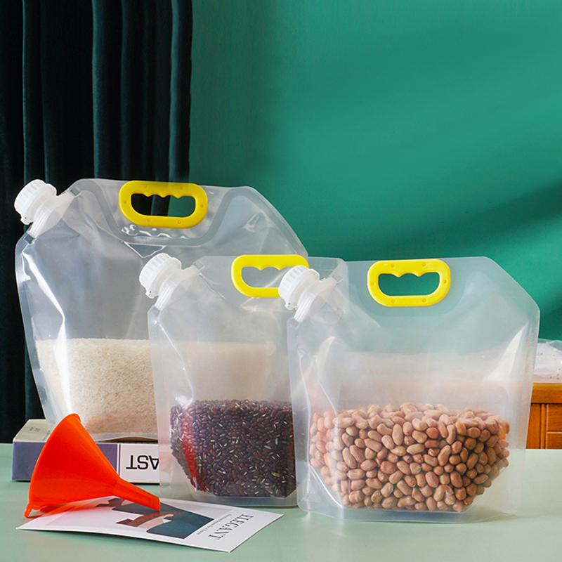 10pcs Kitchen Storage Bag Grain Moisture-proof Sealed Bag Insect-proof Transparent Portable Food-grade Storage Bag