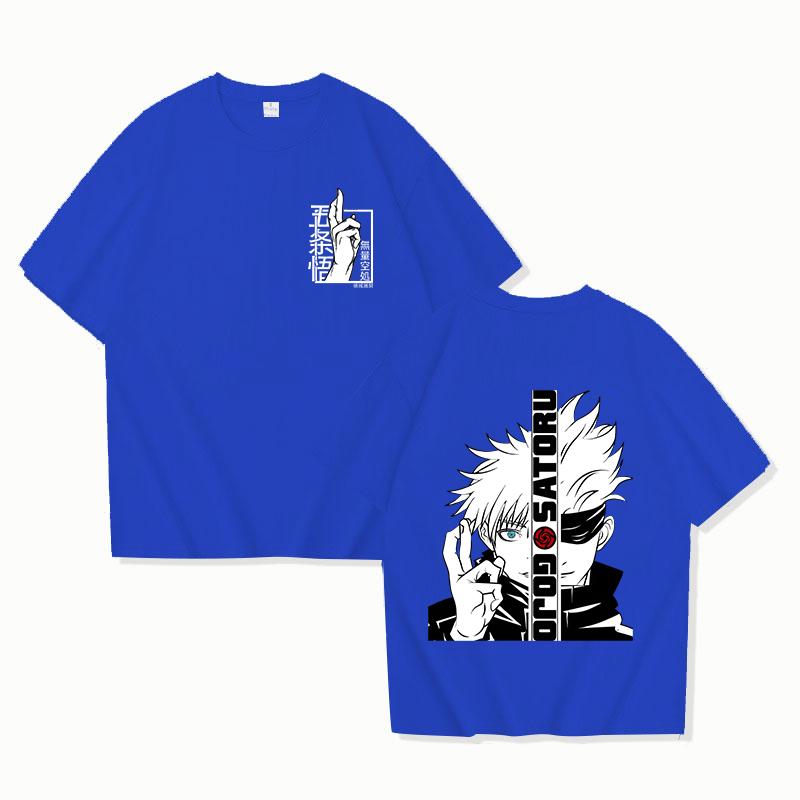 Fashion Satoru Gojo Print T-shirt Unisex Loose Short Sleeve Round Neck Top Anime Personality T Shirt