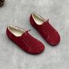Johnature Retro Plüsch Damenschuhe Rinds Wildleder Flachboden Wildleder Lässig Elastisches Band Warme Baumwollschuhe