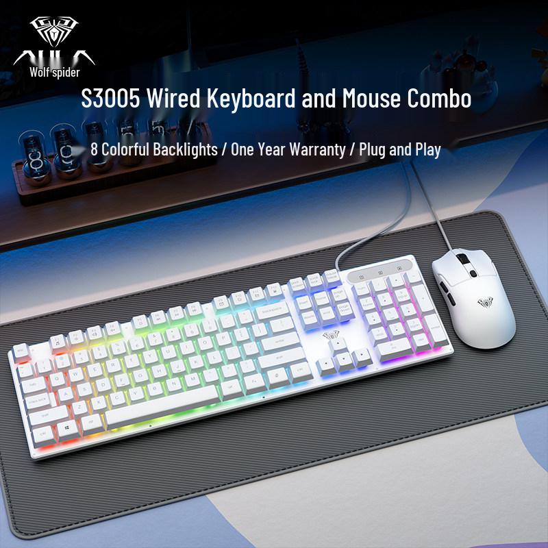 AULA Tarantula Wired Silent Keyboard: Mechanical Feel & Cool Lighting for Office/Desktop
