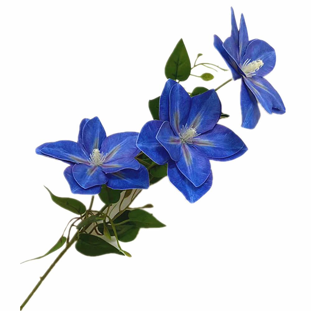 One Artificial Clematis Flower Branch 3 Heads Real Touch Passion Blossom for Wedding Party Floral Decoration