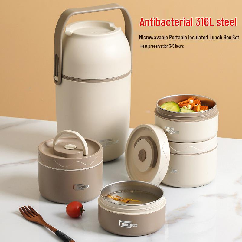 316L Stainless Steel Insulated Bento Lunch Box - Microwaveable & Portable for Office Workers & Students