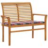 Day and Night - Day and Night Teak Wood Garden Bench with Red Checkered Cushion 112 Cm