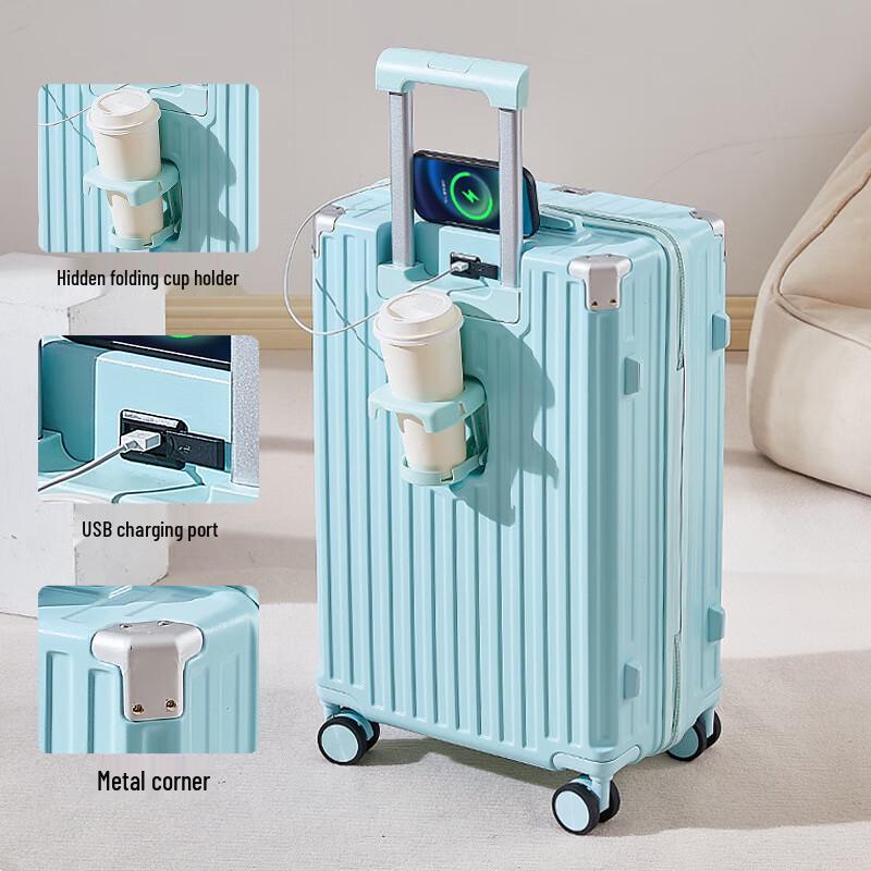 Yuzhan Women s Zipper Trolley Suitcase 28 inches