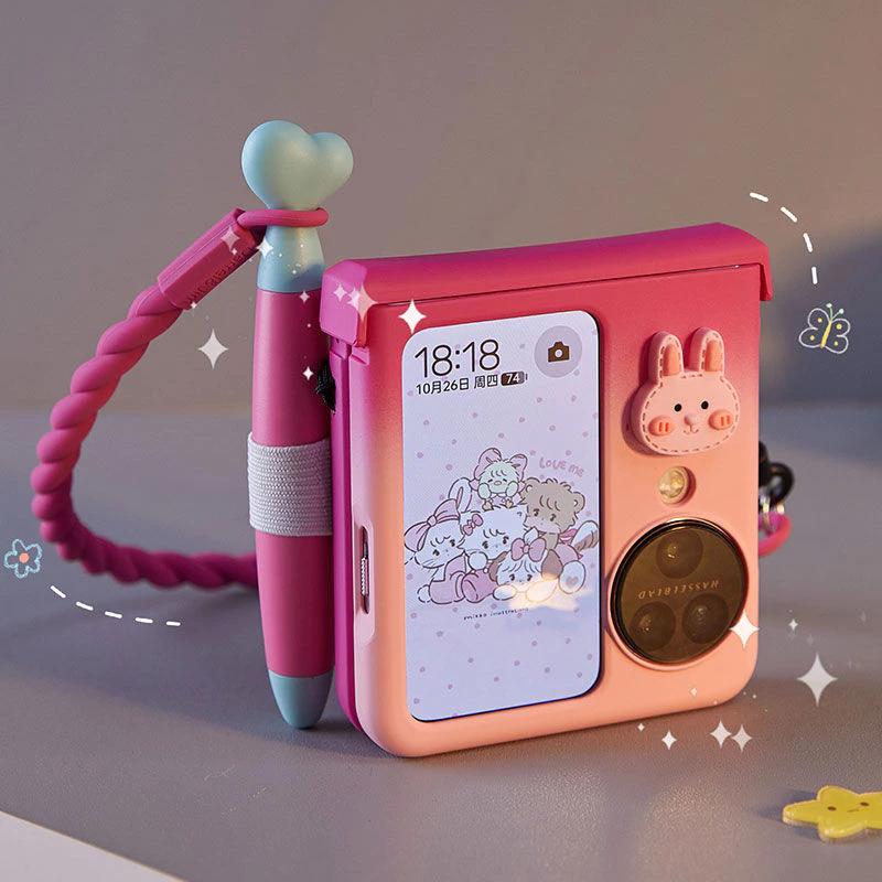 

Cute flip phone case for Oppo find n2 flip funda para Oppo find n3 flip Case with stylus and lanyard For OPPO Find N3 Flip