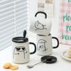 Simple Cartoon Ceramic Mugs Creative Personality Couple Mug Coffee Mug Men's Women's Milk Mugs Home Water Cup Drinkware