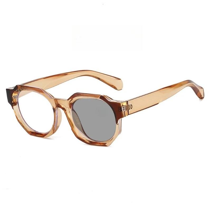 New Photochromic Anti-Blue Light Presbyopia Glasses Unisex Stylish Polygonal Frame High-Definition Reading Eyewear 0 To +4.0