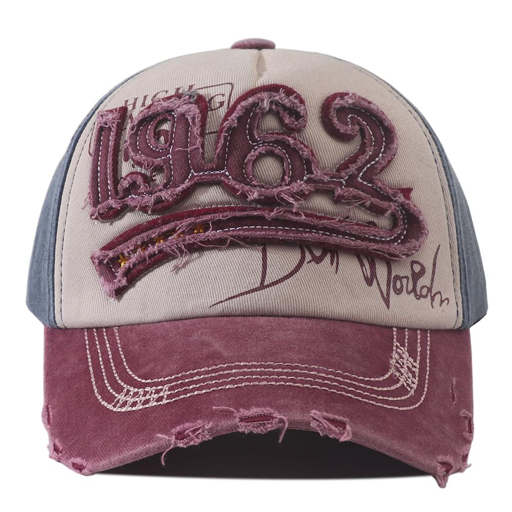 

1962 Letter Embroidered Baseball Cap Hip Hop Vintage Washed Cotton Snapback Hat Women Men Adjustable Outdoor Sun Visor Caps Adjustable