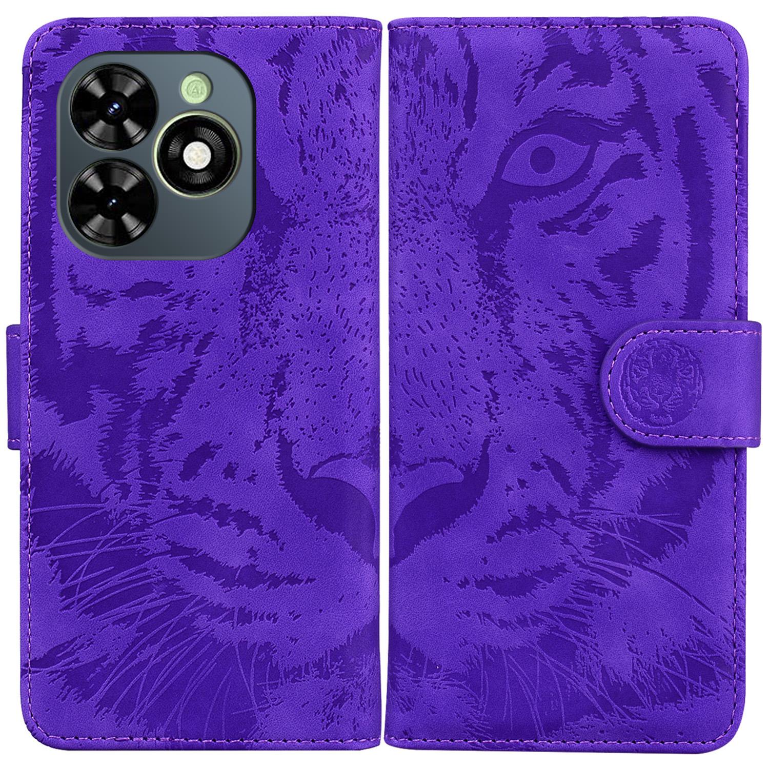 

For TECNO Spark Go 2024 4G/Spark 20/Spark 20C/Pop 8 Case Tiger Imprint Leather Wallet Phone Cover F