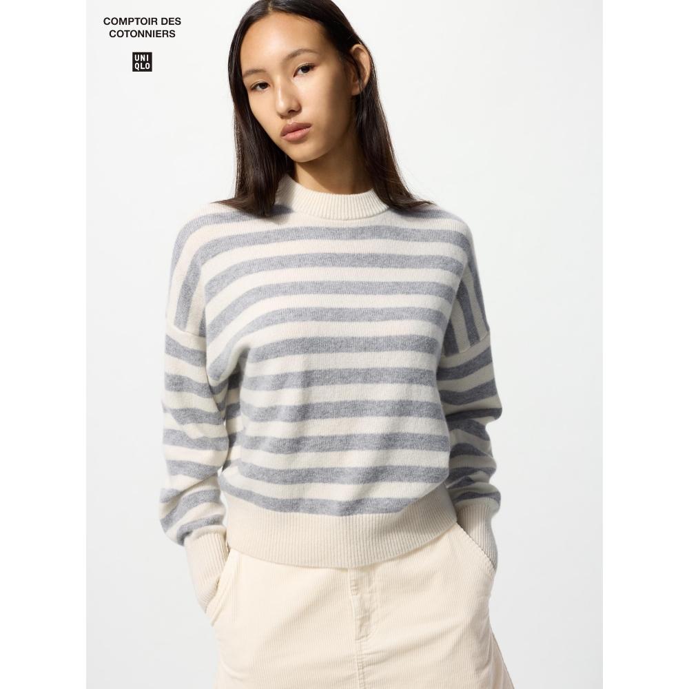 Uniqlo Lambswool Mock Neck Sweater  Stripe 