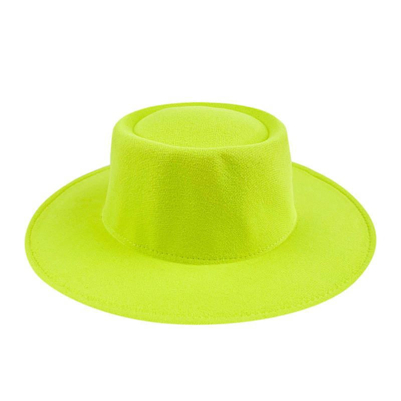 Formal Britishstyle Hat Wide Brim Flat Top Solid Color Winter Frenchinspired