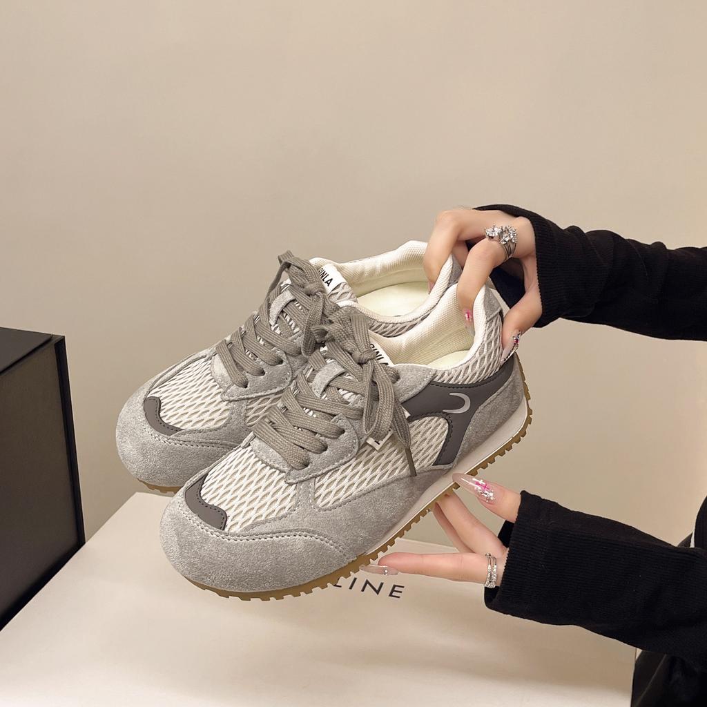 Fashion Retro Yellow Women German Training Shoes 2025 Flat Sneakers Woman Comfort Lace-Up Forrest Gump Shoes Women Casual Sneaker 3213