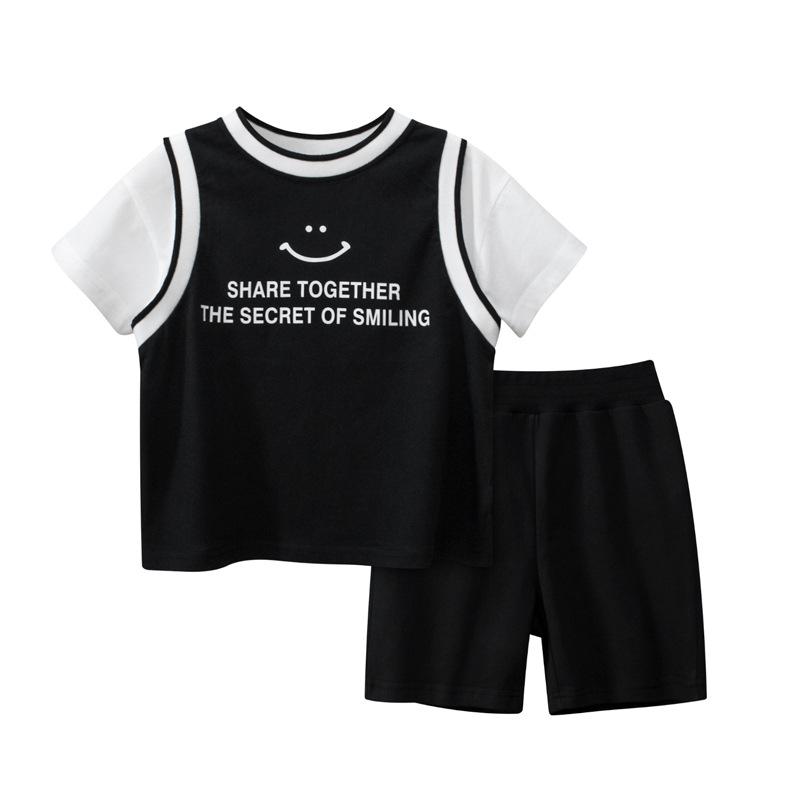 27Kids Korean Style Summer 2024 Boys Two-Piece Clothing Sets 130 cm