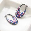 Enamel Pink Flower Silvery Plated Hoop Earrings for Women Exquisite Vintage Party Holiday Daily Jewelry Accessories Gift