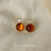 Autumn and Winter New Amber Ear Clips Without Ear Piercings, Classic Flash Diamond Glazed Earrings, Light Luxury High-end Mosquito Coil Disc Earrings