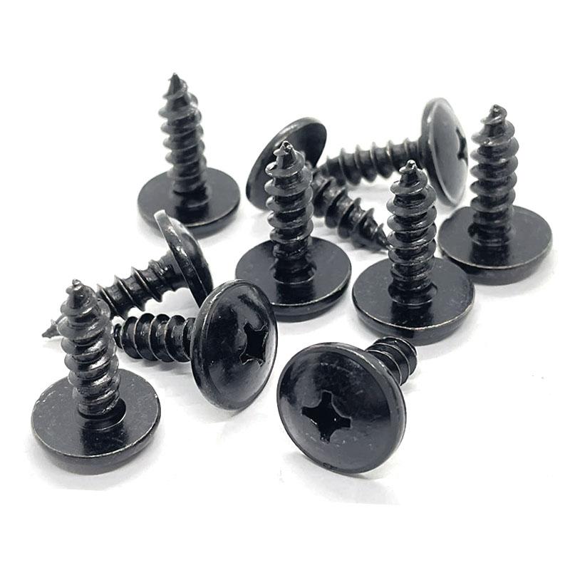 10pcs Black Self-tapping Screws 6mm Big Head 16mm for Car Motorcycle Bumper Fender Engine Guard