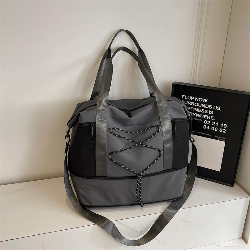 Casual Casual Tote Bag Lightweight Solid Color Travel Luggage Bag Drawstring Portable Oxford Cloth Shoulder Bag Travel