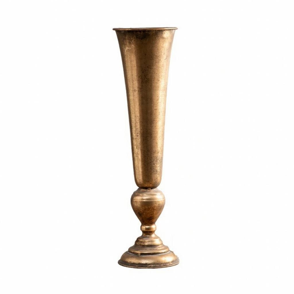 Metal Flower Vase with Pedestal Base Elegant Handles Stable