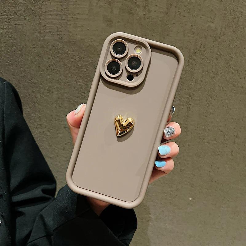 Gold Heart Phone Case for Apple iPhone 13ProMax/14/15/16e/17