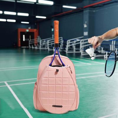 Tennis Backpack with Racquet Pocket Carrying Bag Pink for Women Portable Large Capacity
