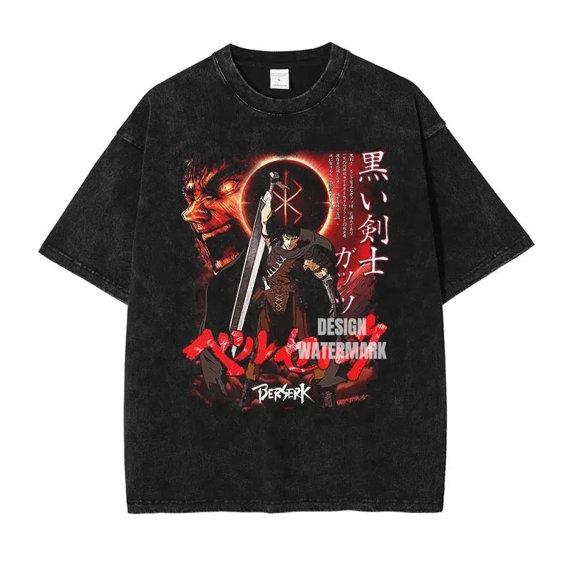 Berserk Manga Tričko Guts Grafické Tričko Pánské Dámské Oblečení Krátký Rukáv Trička Oversized Bavlněné Tričko