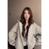 Cool American Sweet Pattern Women's Embroidered Hooded Sweatshirt - Autumn Loose Fit Cardigan