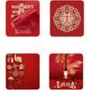 LANGSHA Bright Red Couple's Pajamas, Unisex Pure Cotton Wedding Celebration 7A Antibacterial Mite-Resistant Home Wear Set