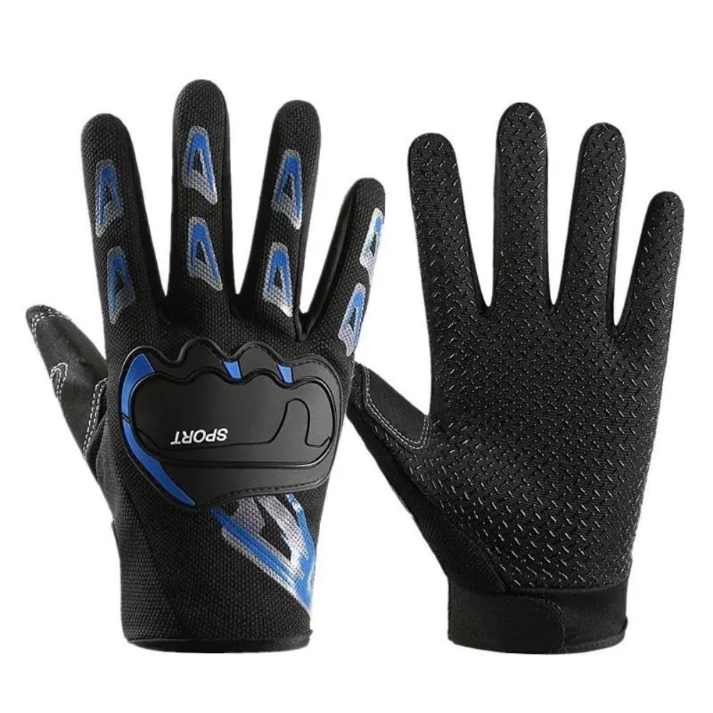 Breathable Riding Gloves Mesh Material Motorcycle Gloves Cycling Gloves Outdoor Sports blue-style1
