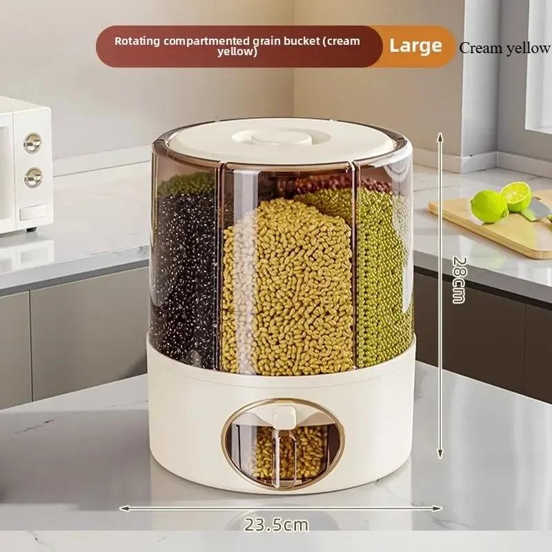 Rotary Rice Bucket Household Grains Storage Box Insect-Proof Moisture-Proof Sealed Rice Storage Tank