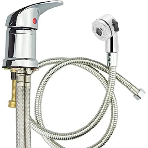 Salon Shampoo Bed Bowl Sink Basin Faucet or Backwash Unit,Shampoo Bowl Faucet with Hose and Shower Spray Head Wash Hair Sprayer,Chrome