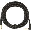Fender Shield Cable Deluxe Series Instrument Cable, Straight/Angle, 15' Black Tweed 08