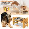Nice Elevated Stainless Dog Bowls with Bamboo Stand Tilted Adjustable Raised Puppy Cat Food Water Bowls Holder Pet Feeder Accessories
