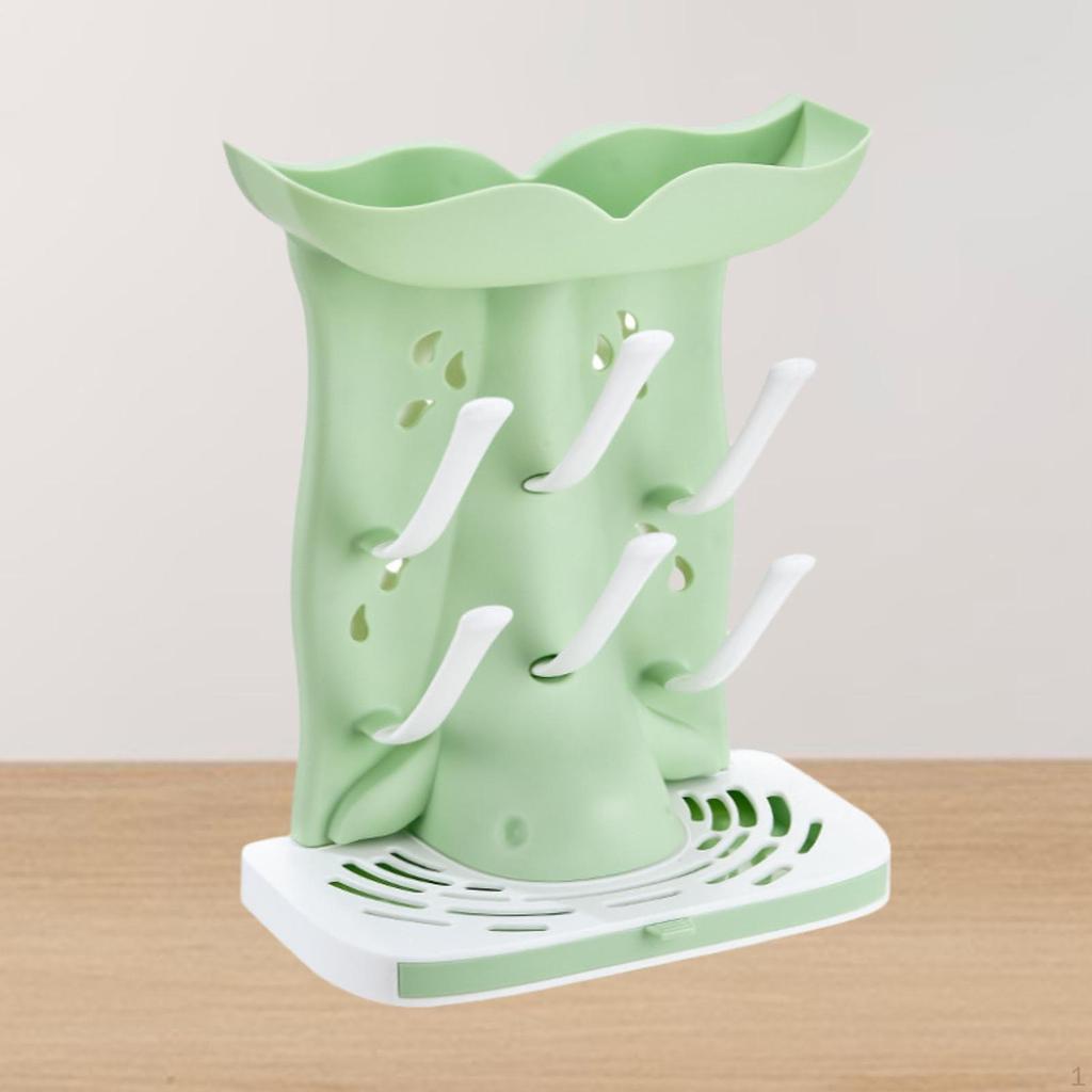 Baby Bottle Drying Rack Dryer 6 Hook Vertical Portable Reusable Space Saving Organizer Nipple
