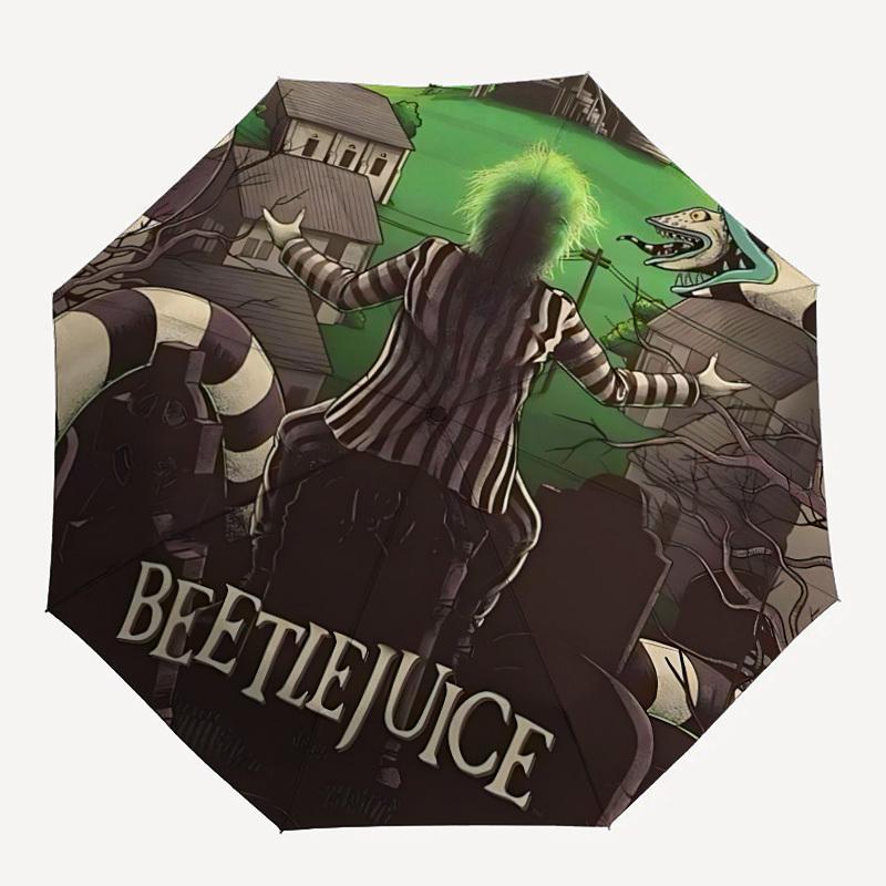 

1pc Beetlejuice Halloween 8-Ribs Sturdy Frame, Automatic Open/Close, Durable & Colorful Ideal for Beach, Travel, And All Seasons, 10214