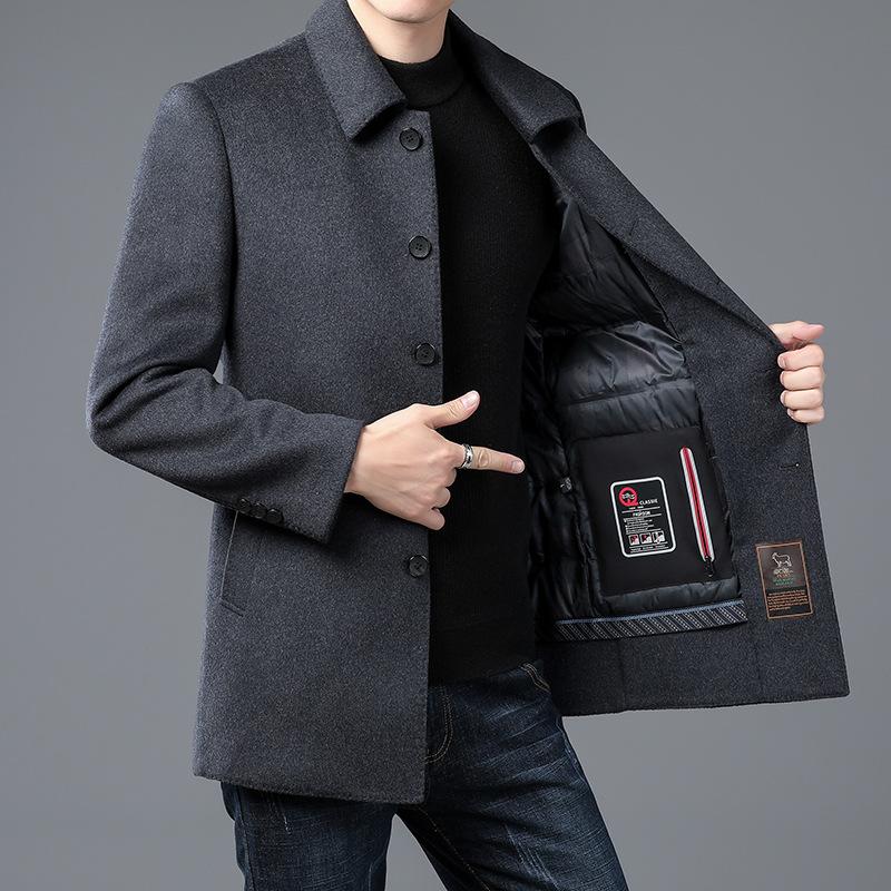 Winter Men's Middle-aged and Elderly Wool Coat Business Casual Thickened Warm Take-off Liner Lapel Jacket